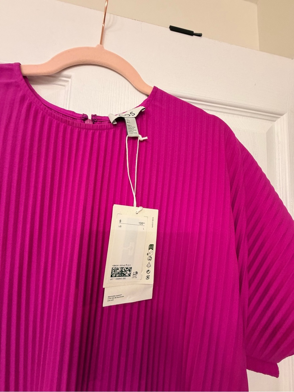 COS Bright Magenta Pleated Midi Dress - Picture 2 of 2